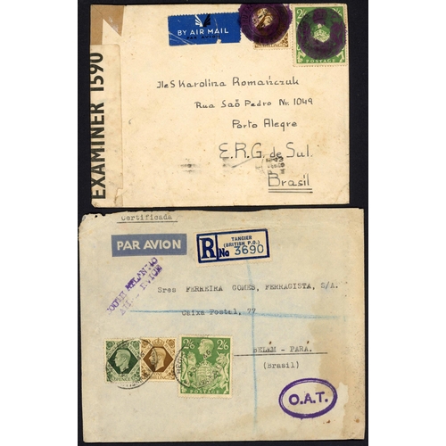 1248 - BRAZIL - UNUSUAL COVERS inc. 17 July 1943 censored env. from UK to Porto Alegre with 1/- & 2/6d gree... 