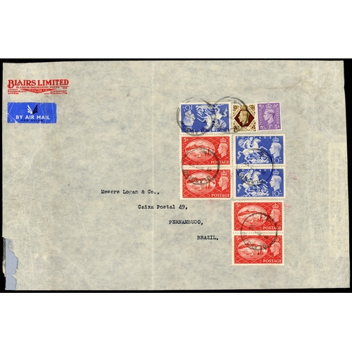 1249 - BRAZIL - FESTIVAL HIGH VALUE USAGES - INCLUDING AN AMAZING COVER: 19 Dec. 1952 large env. from Blair... 