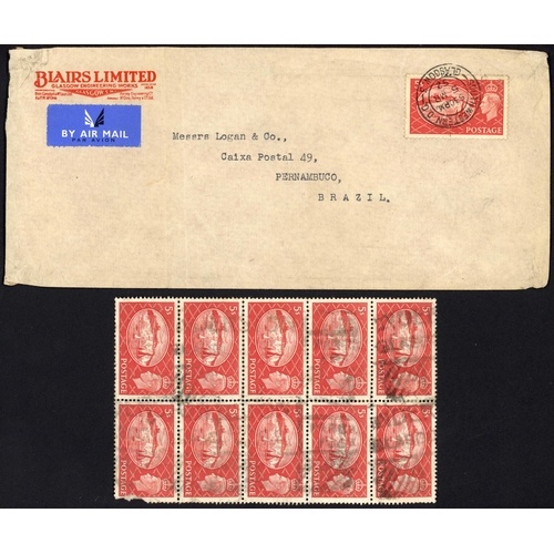 1249 - BRAZIL - FESTIVAL HIGH VALUE USAGES - INCLUDING AN AMAZING COVER: 19 Dec. 1952 large env. from Blair... 