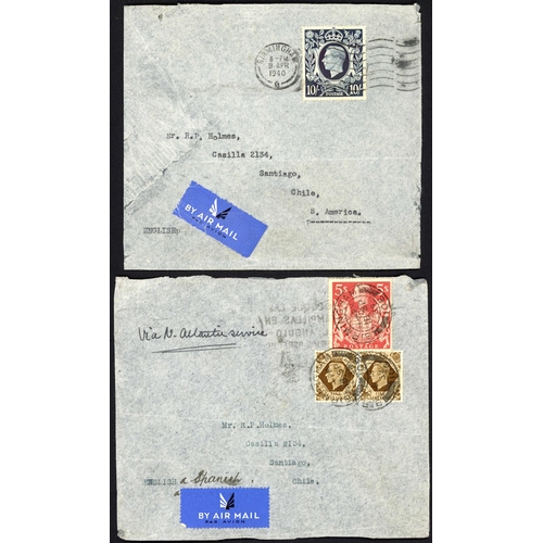 1251 - CHILE - THREE EARLY WWII COVERS: 18 Sept. 1939 env. from Birmingham 