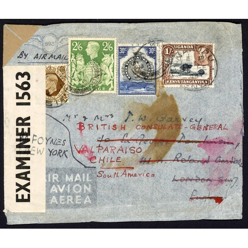 1253 - CHILE - SCARCE CENSORED COVER, ETC. inc. 25 Jan. 1941 env. from Bournemouth to Chile bearing 6d pair... 