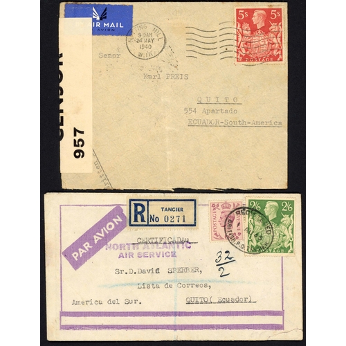 1257 - ECUADOR & MEXICO - UNUSUAL GROUP OF COVERS inc. 23 Jan. 1940 env. from London to Quito bearing a 5/-... 