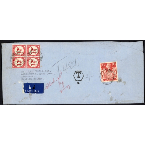 1258 - GUIANA - DUTCH & BRITISH: 22 Jan. 1942 censored 2½d env. from London to Paramaribo uprated with 2/6d... 