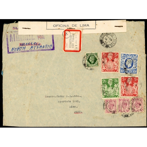 1260 - PERU - SIX GOOD COVERS - ONE OF SAMPLES inc. 13 June 1942 an env. of samples charged as a letter fro... 