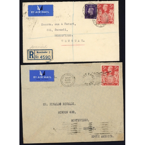 1261 - URUGUAY - WITH CENSORED ITEMS inc. 26 Oct. 1939 env. registered from Manchester to Montevideo bearin... 