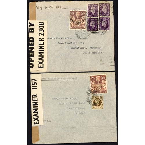 1261 - URUGUAY - WITH CENSORED ITEMS inc. 26 Oct. 1939 env. registered from Manchester to Montevideo bearin... 