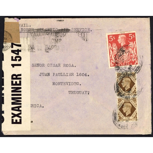 1261 - URUGUAY - WITH CENSORED ITEMS inc. 26 Oct. 1939 env. registered from Manchester to Montevideo bearin... 