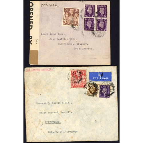 1262 - URUGUAY - THREE GOOD COVERS  inc. 13 Nov. 1939 env. registered and sent by the Uruguayan consular se... 