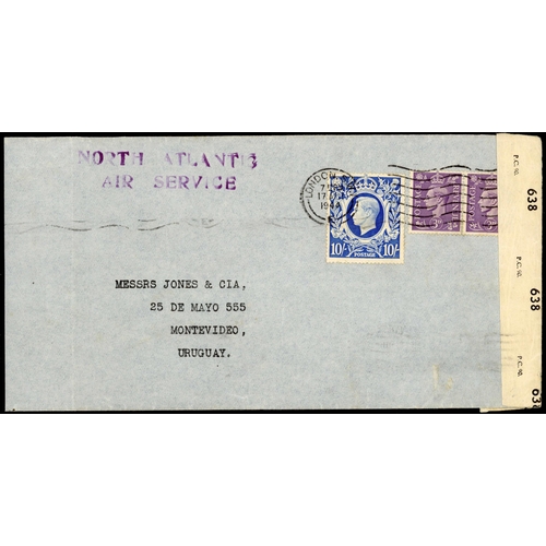 1263 - URUGUAY - 1940-44 GROUP OF COVERS inc. 22 Oct. 1940 censored env. from Stoke to Montevideo bearing 2... 