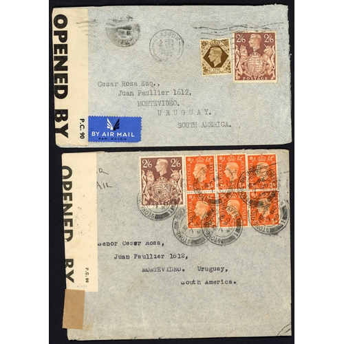 1263 - URUGUAY - 1940-44 GROUP OF COVERS inc. 22 Oct. 1940 censored env. from Stoke to Montevideo bearing 2... 