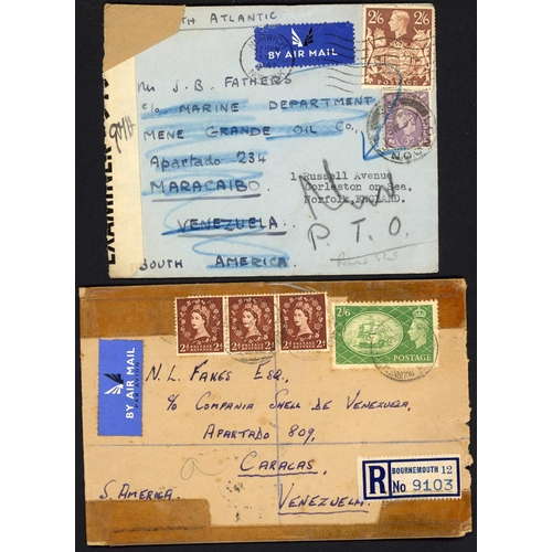 1264 - VENEZUELA - FOUR GOOD COVERS: 31 Oct. 1941 censored env. from Birmingham to La Guayra bearing 3d pai... 