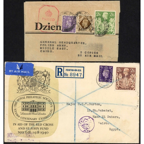 1266 - EGYPT & MOROCCO - 1940-43 inc. six items to Egypt inc. 2 Nov. 1940 wrapper from London to Cairo with... 