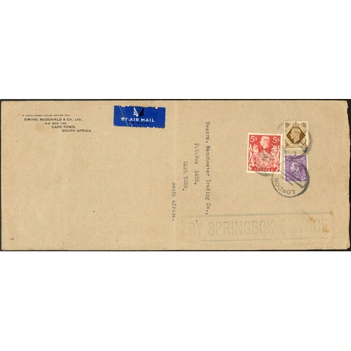 1268 - SOUTH AFRICA - 1945-54  POST WWII MAIL: A group of covers inc. 10 Nov. 1945 env. from London to Cape... 