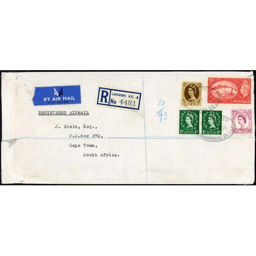 1268 - SOUTH AFRICA - 1945-54  POST WWII MAIL: A group of covers inc. 10 Nov. 1945 env. from London to Cape... 