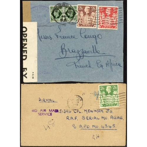 1270 - WEST AFRICA - 1939-52 INTERESTING GROUP inc.  26 Oct. 1939 env. by Imperial Airways from London to K... 