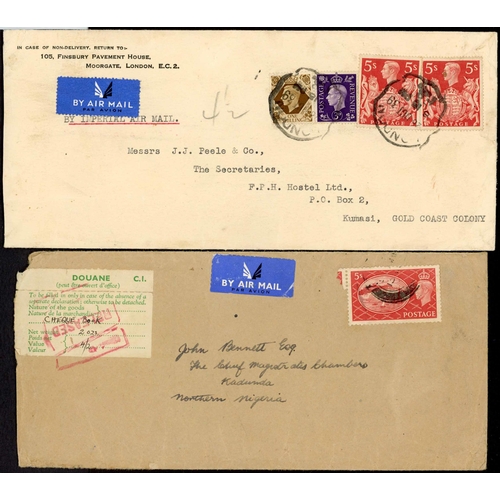 1270 - WEST AFRICA - 1939-52 INTERESTING GROUP inc.  26 Oct. 1939 env. by Imperial Airways from London to K... 