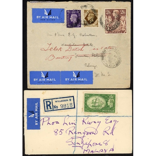 1286 - MALAYA - 1939-51 INTERESTING GROUP inc. 8 Nov. 1939 env. from Aberdeen to Pahang with 3d, 1/- & 2/6d... 