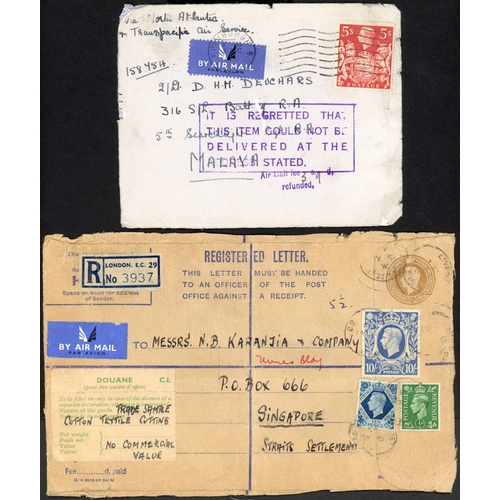 1286 - MALAYA - 1939-51 INTERESTING GROUP inc. 8 Nov. 1939 env. from Aberdeen to Pahang with 3d, 1/- & 2/6d... 