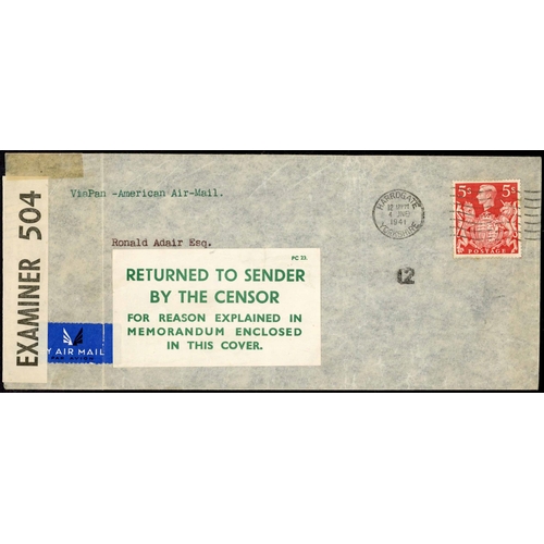 1287 - THAILAND - SARAWAK, D.E.I. & JAPAN: 1941-54 group inc. 27 Jan. 1941 env. registered and censored fro... 