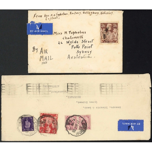 1288 - 1939-40 - EIGHT INTERESTING COVERS inc. 27 Oct. 1939 env. from London to Queensland with 3d, 6d pair... 