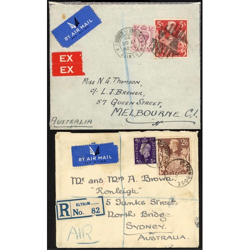 1288 - 1939-40 - EIGHT INTERESTING COVERS inc. 27 Oct. 1939 env. from London to Queensland with 3d, 6d pair... 