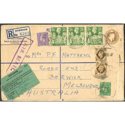 1303 - 1946-47 POST WWII MAIL: Interesting group of items inc. 7 June 1946 small parcel piece from London t... 