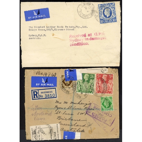 1305 - 1948-50 INTERESTING GROUP OF ITEMS inc. 21 Mar. 1948 parcel front from London to Sydney bearing 6d, ... 