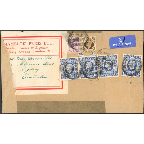 1305 - 1948-50 INTERESTING GROUP OF ITEMS inc. 21 Mar. 1948 parcel front from London to Sydney bearing 6d, ... 