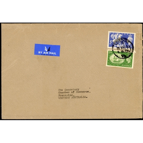 1306 - 1951 FESTIVAL HIGH VALUES USED ON COVERS: 25 May 1951 env. registered from Plaistow to Adelaide with... 