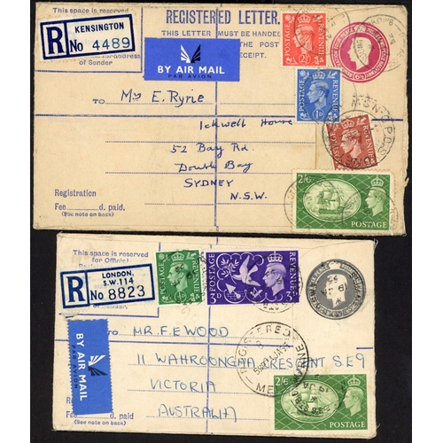 1306 - 1951 FESTIVAL HIGH VALUES USED ON COVERS: 25 May 1951 env. registered from Plaistow to Adelaide with... 