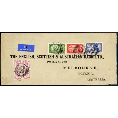 1306 - 1951 FESTIVAL HIGH VALUES USED ON COVERS: 25 May 1951 env. registered from Plaistow to Adelaide with... 