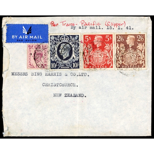 1309 - 1941 ENV. WITH THE THREE AVAILABLE HIGH VALUES: 15 Jan. 1941 env. from London 