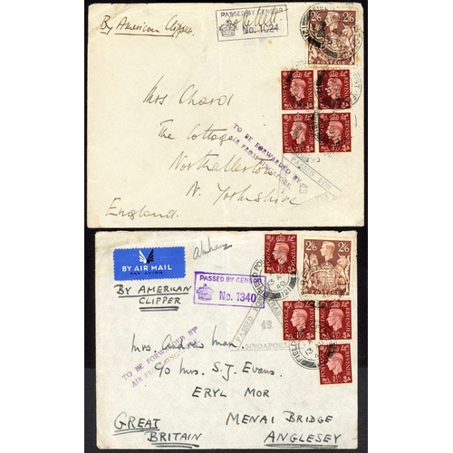 1315 - 1940-45 WWII FPOs IN PALESTINE: 1940 envs. (3) from FPO 121 (2) and 123 to England, Wales & Scotland... 