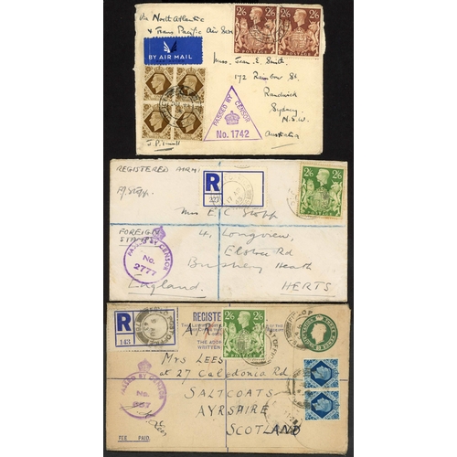 1318 - 1940-44 WWII FPO INC. LIBYA: 14 Nov 1940 env. from Belfast (?) to Sydney  bearing 1/- block of four ... 