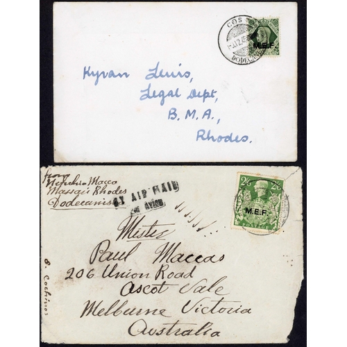 1320 - 1943-54 WWII & LATER OVERPRINTS: 16 Sept. 1943 censored env. from Asmara to New York bearing M.E.F. ... 