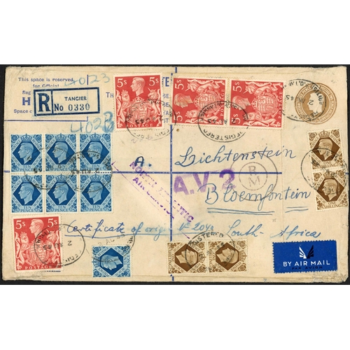 1321 - 1943 & 1945 COVERS FROM TANGIER; 9 July 1943 env. registered and censored from Tangier to London bea... 