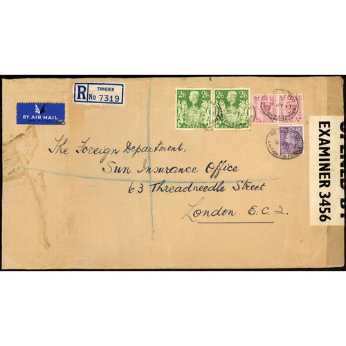 1321 - 1943 & 1945 COVERS FROM TANGIER; 9 July 1943 env. registered and censored from Tangier to London bea... 