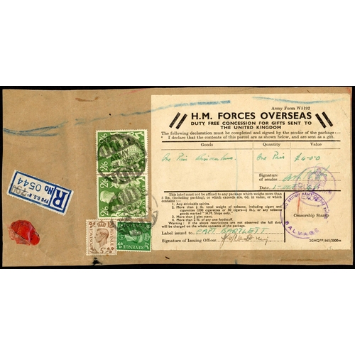 1322 - 1946 -52 POST WWII FPOs: 1 Oct. 1946 a large piece registered from FPO 790 (BOAR) to UK with a large... 