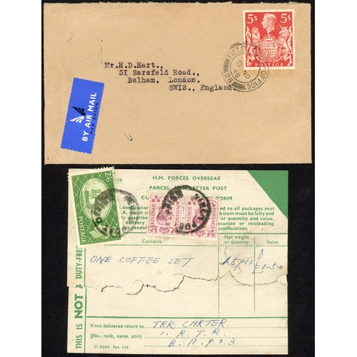 1322 - 1946 -52 POST WWII FPOs: 1 Oct. 1946 a large piece registered from FPO 790 (BOAR) to UK with a large... 