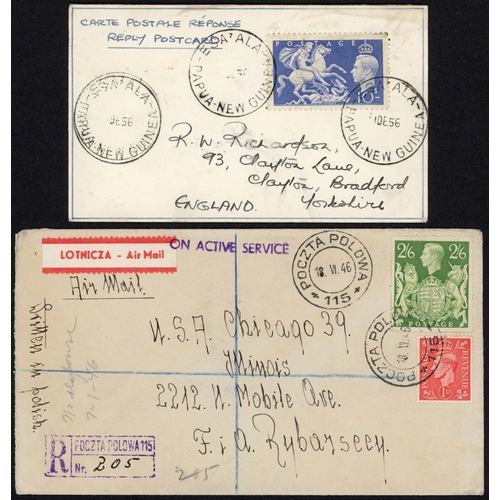 1323 - 1943-48 THREE UNUSUAL USAGES FROM U.S.A. - POLAND & PAPUA NEW GUINEA: 14 Oct. 1943 env. registered f... 