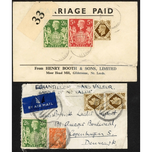 1326 - 1939-50 A COLOURFUL GROUP WITH 1939-48 HIGH VALUES, ETC.: 1939 District Bank of Liverpool parcel tag... 