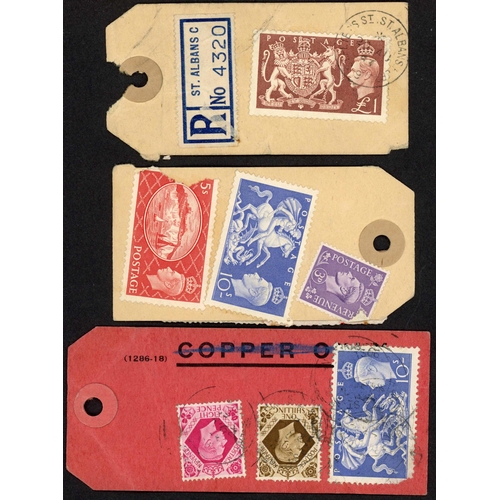 1337 - 1952-53 BALANCE OF PARCEL ITEMS inc. three tags registered from St Albans with red 