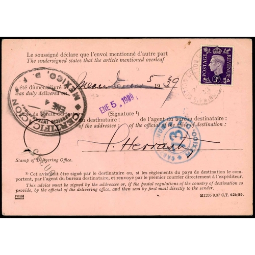 1340 - PRE-WWII MIX - TO FOREIGN DESTINATIONS: A box file containing 1937-53 display collection inc. 1939 e... 