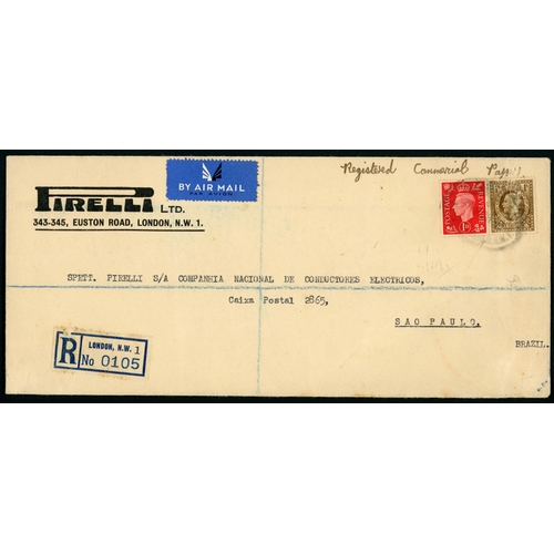 1358 - TO BOLIVIA, BRAZIL & BRITISH GUIANA: 1938-48 group inc. 8 Nov. 1949 env. from Seaford by airmail to ... 