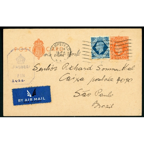 1358 - TO BOLIVIA, BRAZIL & BRITISH GUIANA: 1938-48 group inc. 8 Nov. 1949 env. from Seaford by airmail to ... 