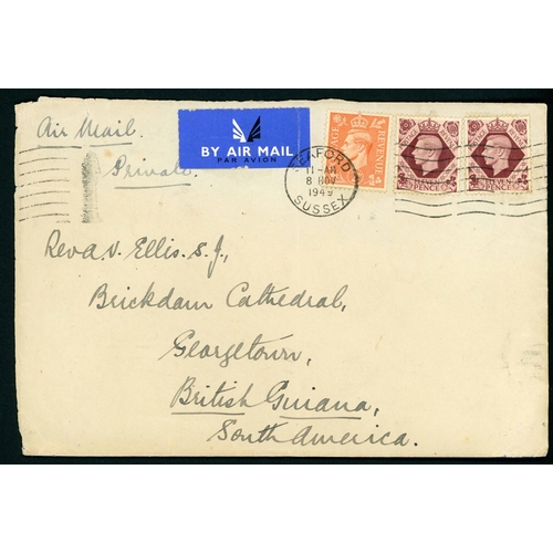 1358 - TO BOLIVIA, BRAZIL & BRITISH GUIANA: 1938-48 group inc. 8 Nov. 1949 env. from Seaford by airmail to ... 