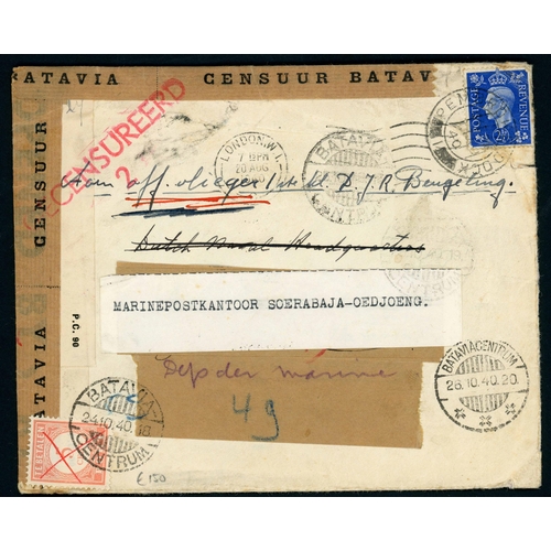 1367 - TO MALAYA, D.E.I., THAILAND, SINGAPORE, JAPAN - MISSENT, SERVICE SUSPENDED, ETC.: 1937-51 (mainly pr... 