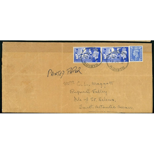 1374 - TO ATLANTIC ISLANDS - FALKLANDS, AZORES & ST. HELENA: 1939-52 group inc. 25 Feb. 1949 env. from Norw... 