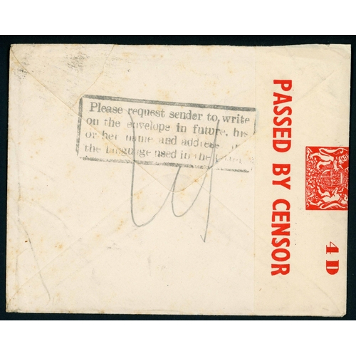 1380 - POSTAGE DUE COVERS INC. OVERSEAS MAIL: 1941-47 group inc. some censored mail from/to U.S.A, India, S... 