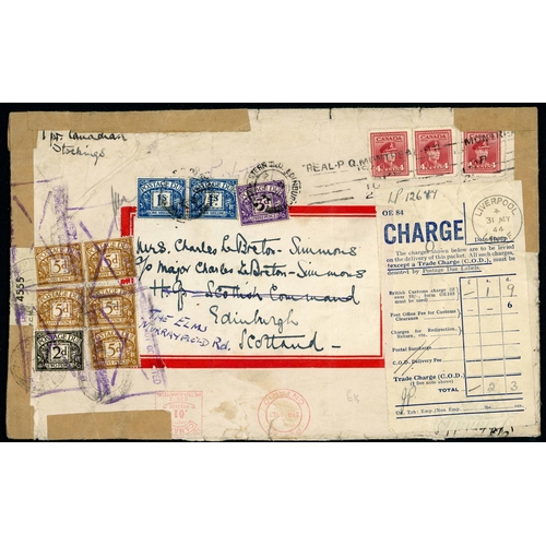 1380 - POSTAGE DUE COVERS INC. OVERSEAS MAIL: 1941-47 group inc. some censored mail from/to U.S.A, India, S... 